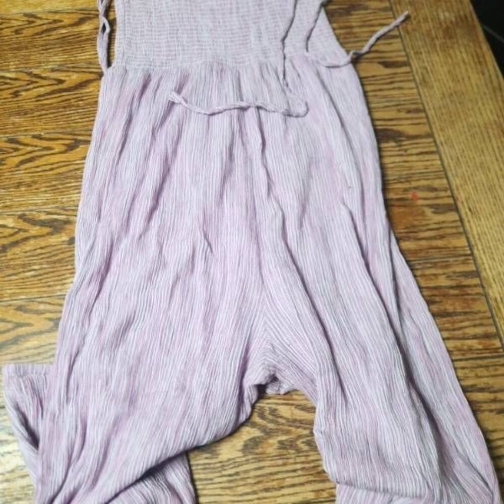 Hatch Lilac Tie-Shoulder Smocked Jumpsuit - Picture 5 of 5